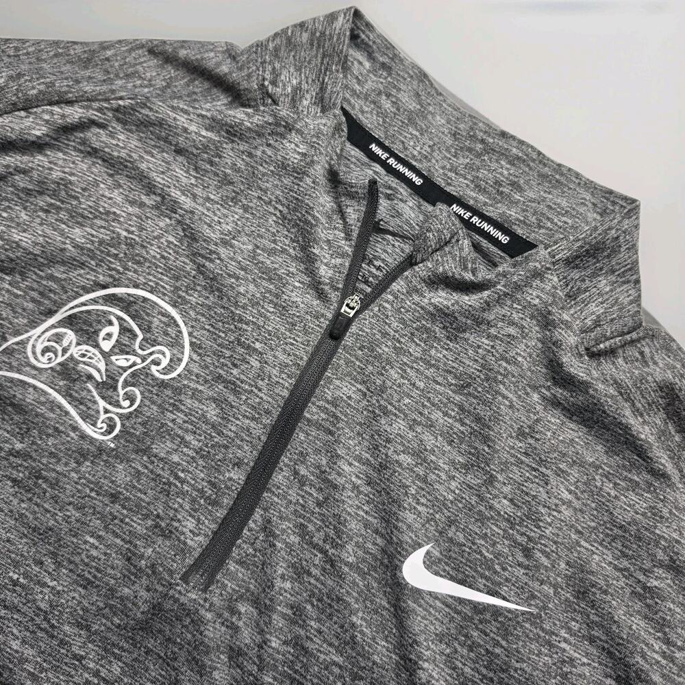 Nike Running Athletic Long Sleeve Quarter Zip Shirt Tulane Size XL Gray